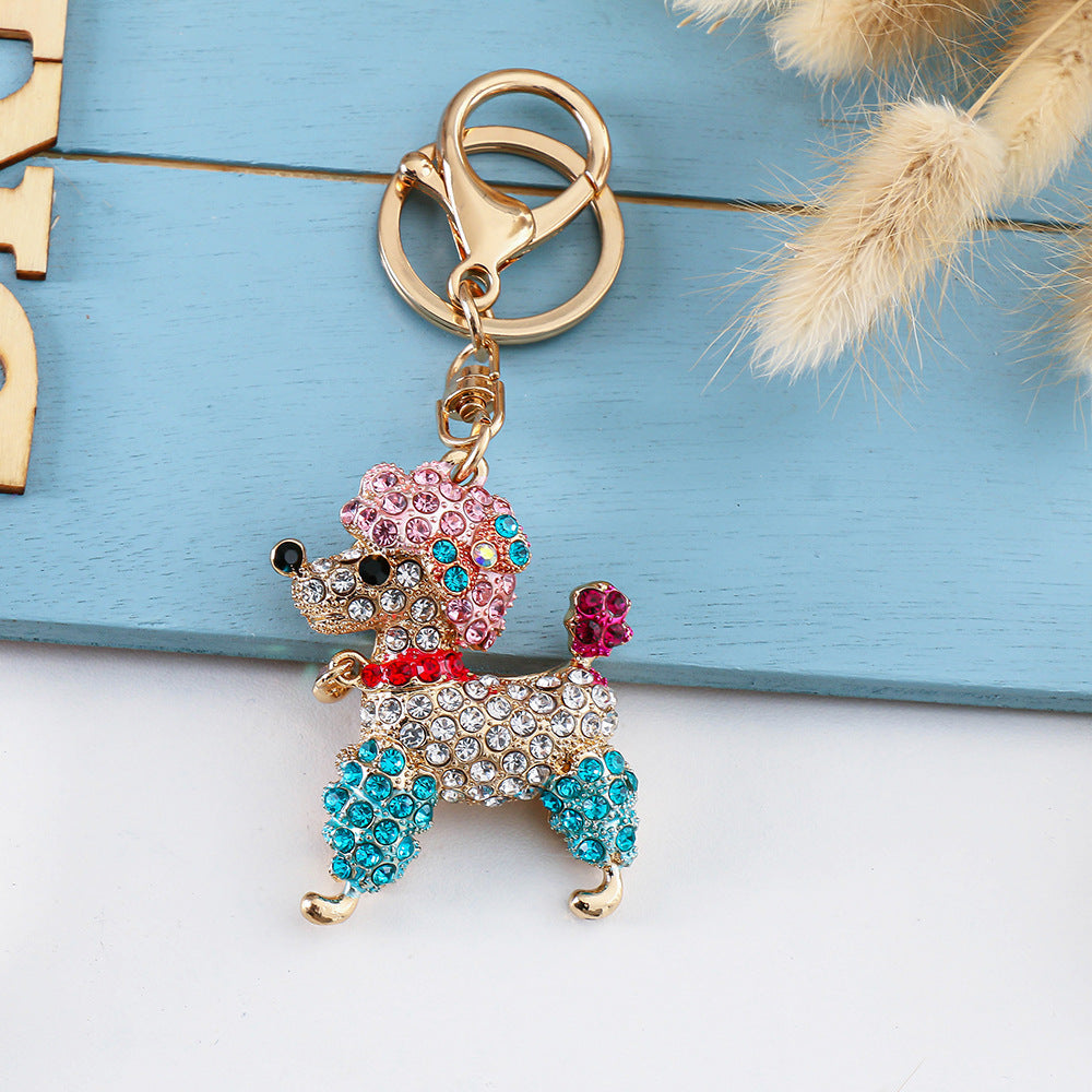 Wholesale Colorful Diamond Inlaid Cute Puppy Creative Metal Keychain
